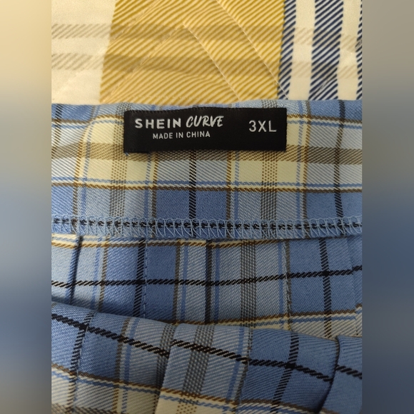 Shein Blue and Yellow Plaid Women's Skirt - Picture 5 of 9